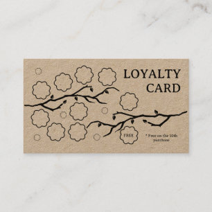 Kraft Flowers on branches Elegant Business Loyalty Card