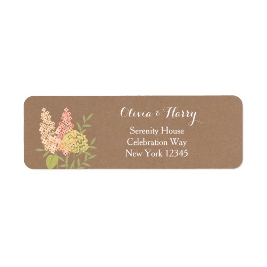 Kraft Flowers Wedding Return Address Labels