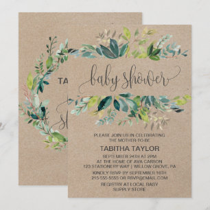 Kraft Foliage Baby Shower Invitation