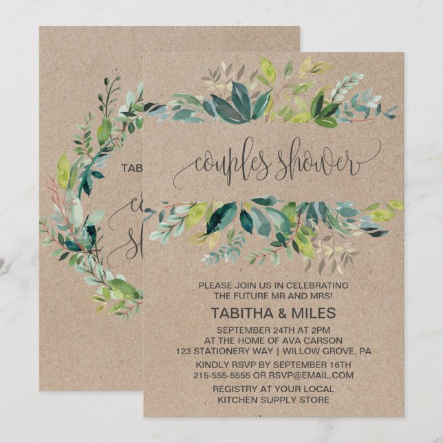 Kraft Foliage Couples Shower Invitation (Front/Back)