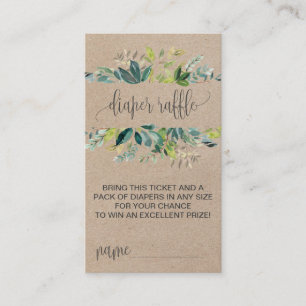 Kraft Foliage Diaper Raffle Invitation Insert