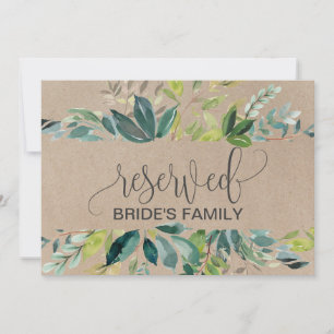 Kraft Foliage Reserved Sign Invitation