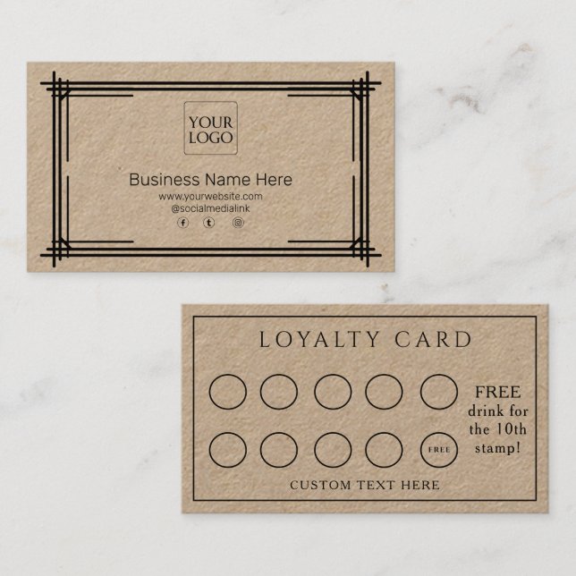 Kraft Formal Business Café Coffee Salon Loyalty Card (Front/Back)