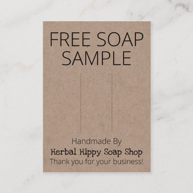 Kraft Free Sample Soap Holder Display Card (Front)