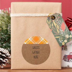 Kraft Ghosts Gather Here Halloween Party Classic Round Sticker