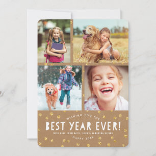 Kraft + Gold Glitter Look Holiday Photo Cards
