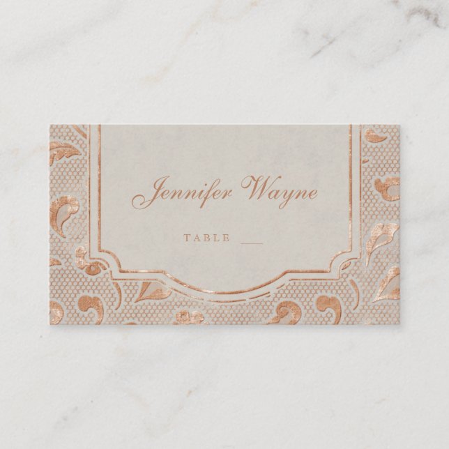 Kraft gold Lace rustic country wedding place cards (Front)