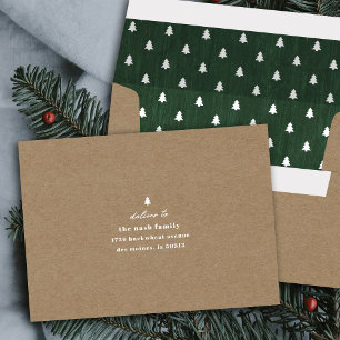 Kraft Green Rustic Tree Woodgrain Holiday Envelope