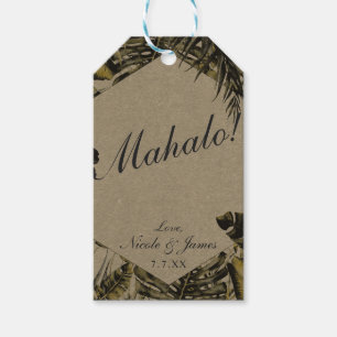 Kraft Green Tropical Palm Leaves Chic Wedding Gift Tags