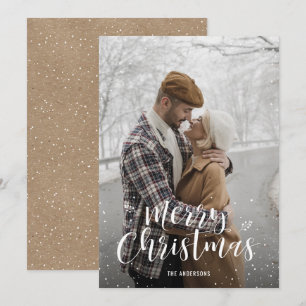 Kraft Hand Lettered Snow Photo Christmas Cards