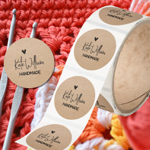  kraft handmade by stickers for handmade item