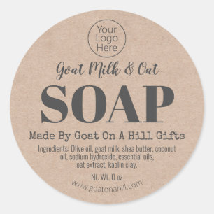 Kraft Handmade Goat Milk Oat Soap Logo Labels
