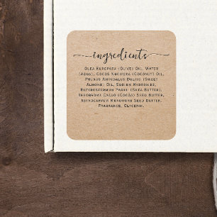 Kraft Handmade Products Ingredients List Square Sticker