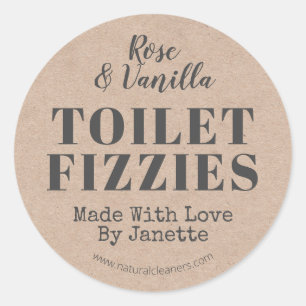 Kraft Handmade Scented Fizzy Toilet Cleaning Bomb Classic Round Sticker