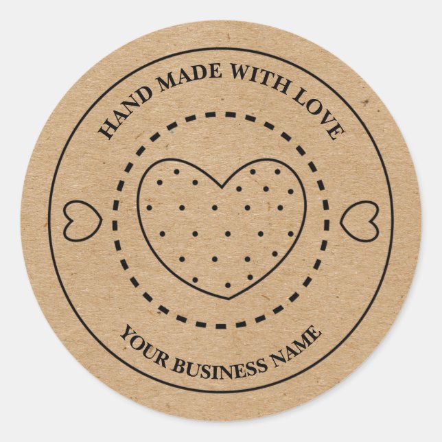 Kraft handmade with love | thank you sticker  (Front)