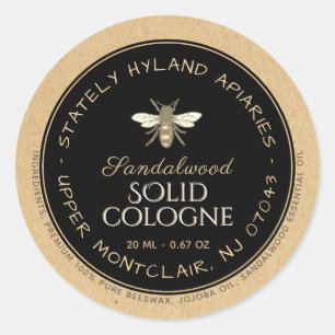 Kraft Handwritten Beeswax Product Label Black