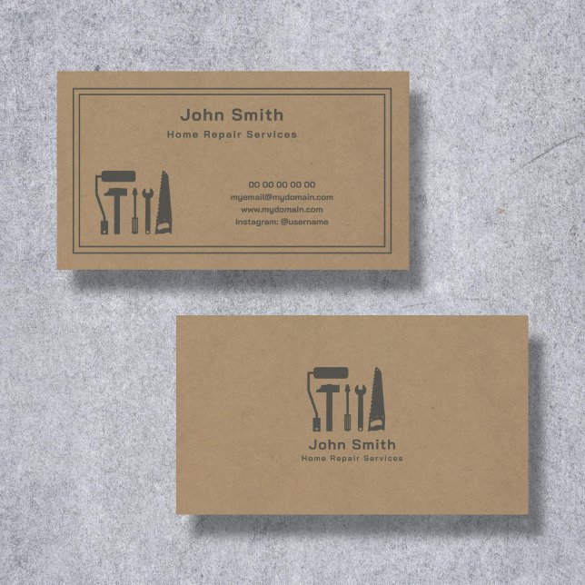 Kraft Handyman & Home Repair Service Business Card (Kraft Handyman & Home Repair Service Business Card)