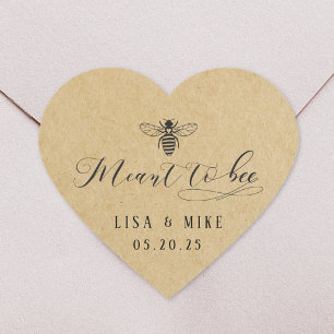 Kraft Heart Meant to Bee Honey Wedding Favour Sticker