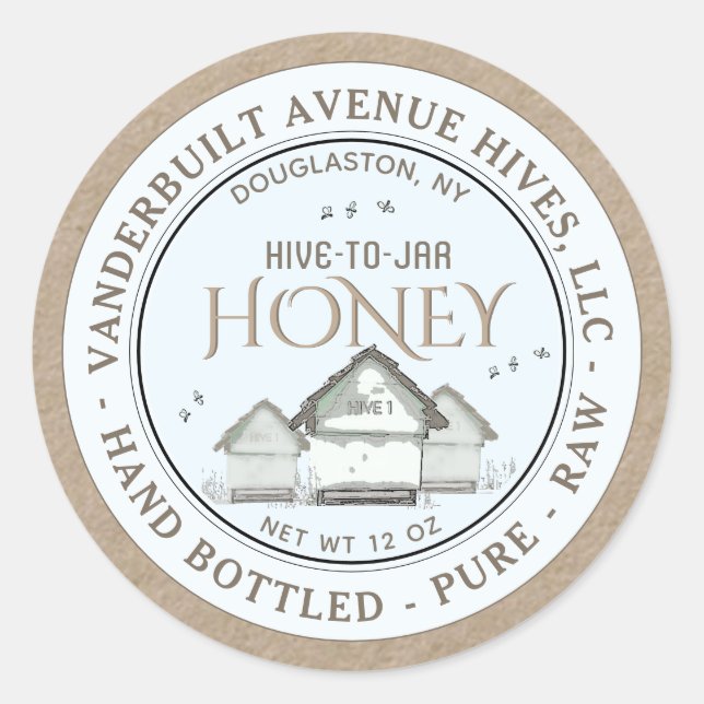 KRAFT Hive to Jar Honey Label with Hives and Bees (Front)