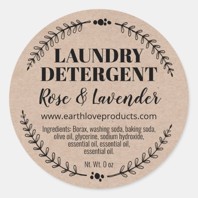 Kraft Homemade Organic Laundry Detergent Labels (Front)