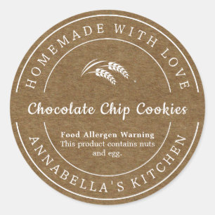 Kraft Homemade with Love Food Allergen Warning Classic Round Sticker