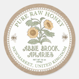 Kraft Honey Jar Label Vintage Sunflower and Bees