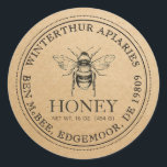 Kraft Honey Jar Vintage Bee Label<br><div class="desc">This kraft label has editable fields to comply with the requirements listed by the National Honey Board; the word honey, your business name, personal name, address, and net weight of honey in grams and ounces must be included if you sell your honey. Includes vintage bee illustration and double border. Net...</div>