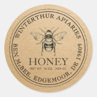 Kraft Honey Jar Vintage Bee Label