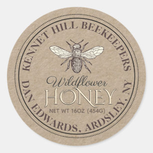 Kraft Honey Label French Bee with Dotted Border