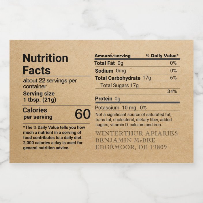 Kraft Honey Nutrition Facts Label Rectangle | Zazzle.co.uk