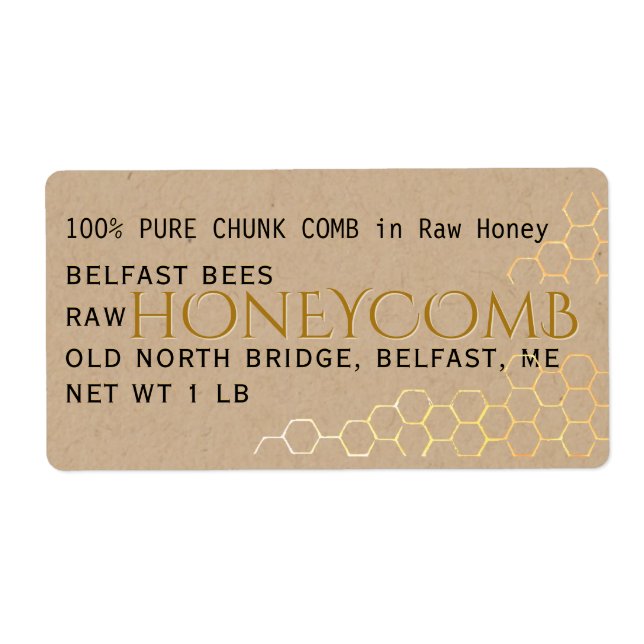Kraft Honeycomb Label Gold Honey  (Front)