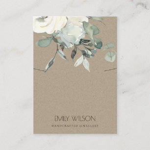 KRAFT IVORY WHITE FLORAL BUNCH NECKLACE DISPLAY BUSINESS CARD