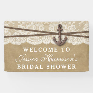 Kraft, Lace & Nautical Anchor Beach Bridal Shower Banner