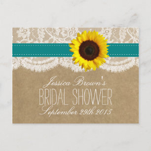Kraft, Lace & Sunflower Bridal Shower Recipe Cards