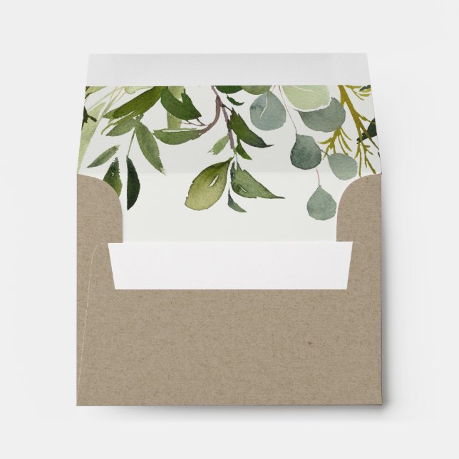 KRAFT LEAFY GREEN GOLD FOLIAGE RSVP RETURN ADDRESS ENVELOPE (Back (Bottom))