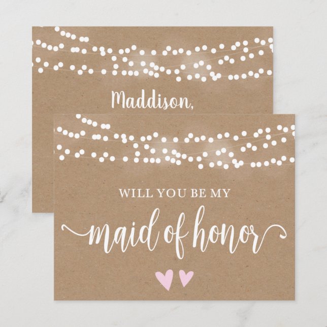 Kraft Lights Will You Be My Maid Of Honour Invitation (Front/Back)