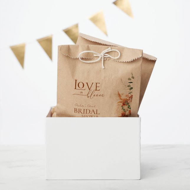 Kraft Love In Bloom Boho Terracotta Bridal Shower Favour Bags (Party)