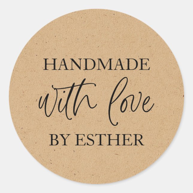 Kraft Made with Love Classic Round Sticker (Front)
