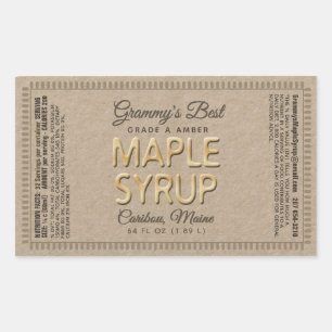 Kraft Maple Syrup Rectangle with Nutrition Facts Rectangular Sticker