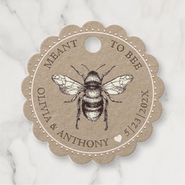 Kraft Meant to Bee Wedding Favour Tag (Front)