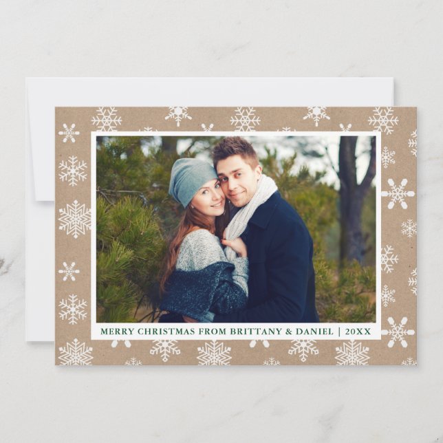 Kraft Merry Christmas Couple Photo Holiday Card (Front)