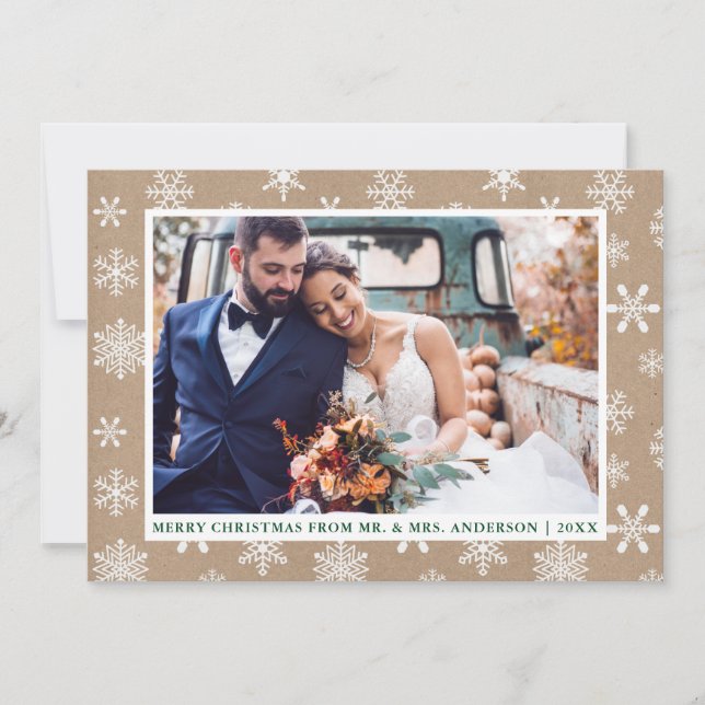 Kraft Merry Christmas Wedding Photo Holiday Card (Front)