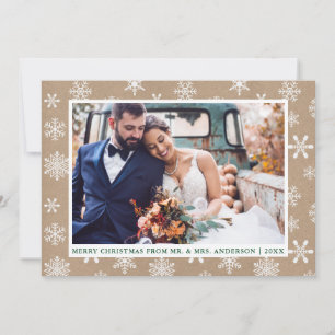 Kraft Merry Christmas Wedding Photo Holiday Card
