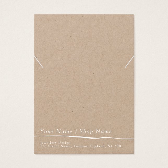 Kraft minimal necklace or bracelet display card (Front)