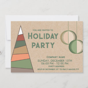Kraft minimalist ornaments fun holiday party invitation