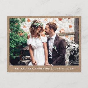 Kraft Minimalist Wedding Photo Thank You B Postcard