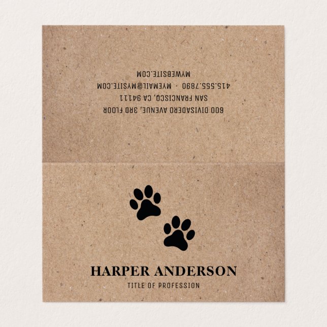 Kraft Modern Beauty Simple  Pet Care Professional Business Card (Outside Unfolded)