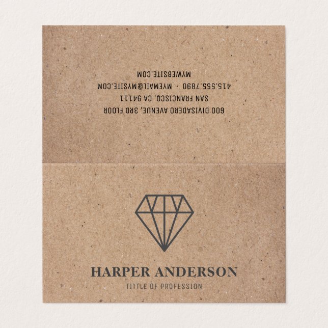 Kraft Modern Black Diamond Logo Jewellery Business Business Card (Outside Unfolded)