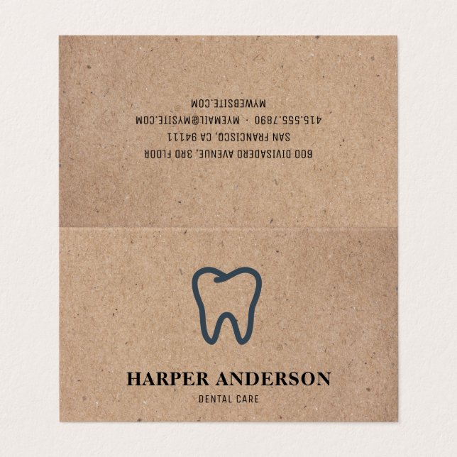 Kraft Modern Black Professional Dental Care Business Card (Outside Unfolded)
