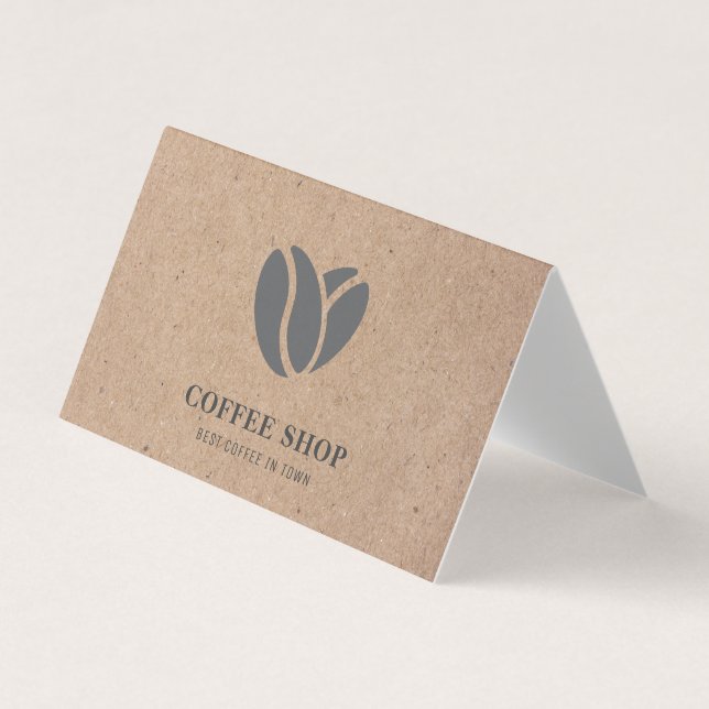 Kraft Modern Coffee Shop Black Professional Business Card (Front)